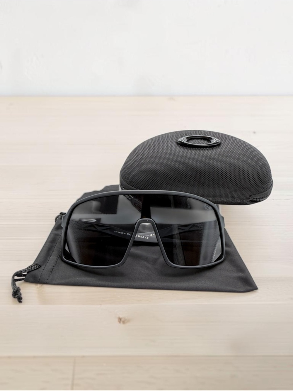 Oakley Sutro Black Shield Sunglasses Grey Lens w/ Case